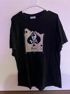 Fender Black Short-Sleeve Tee with Silver Ace of Spades Graphic